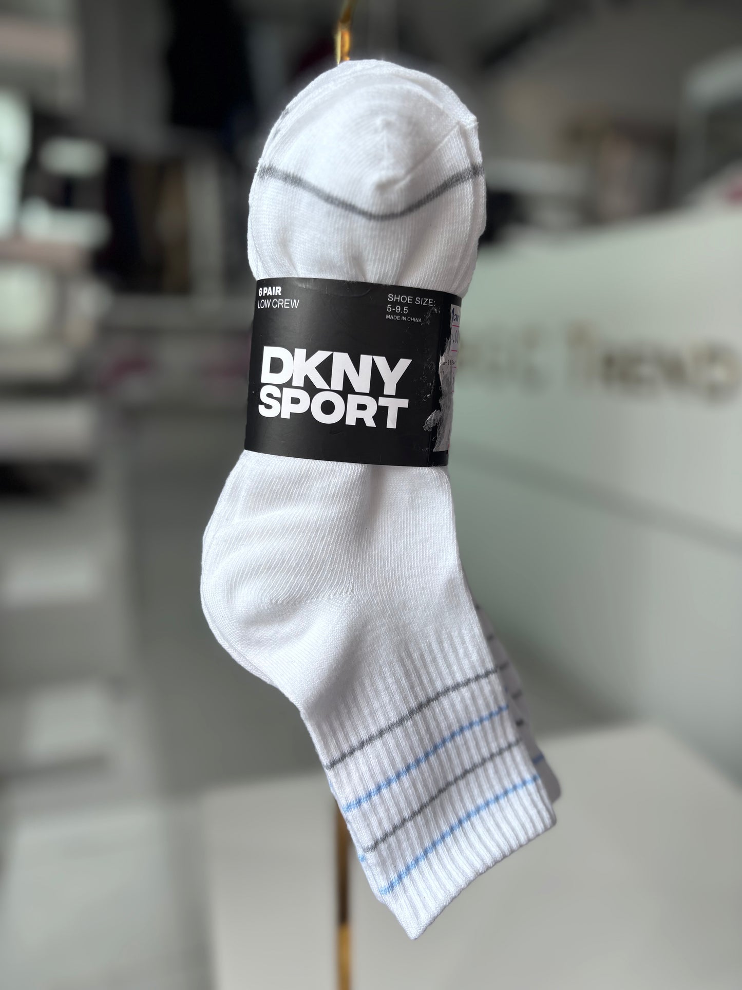 Calcetas DKNY blancas con líneas de colores 6 pares