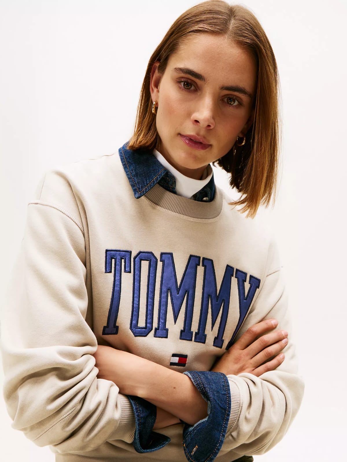 Sudadera Tommy H arena letras azul