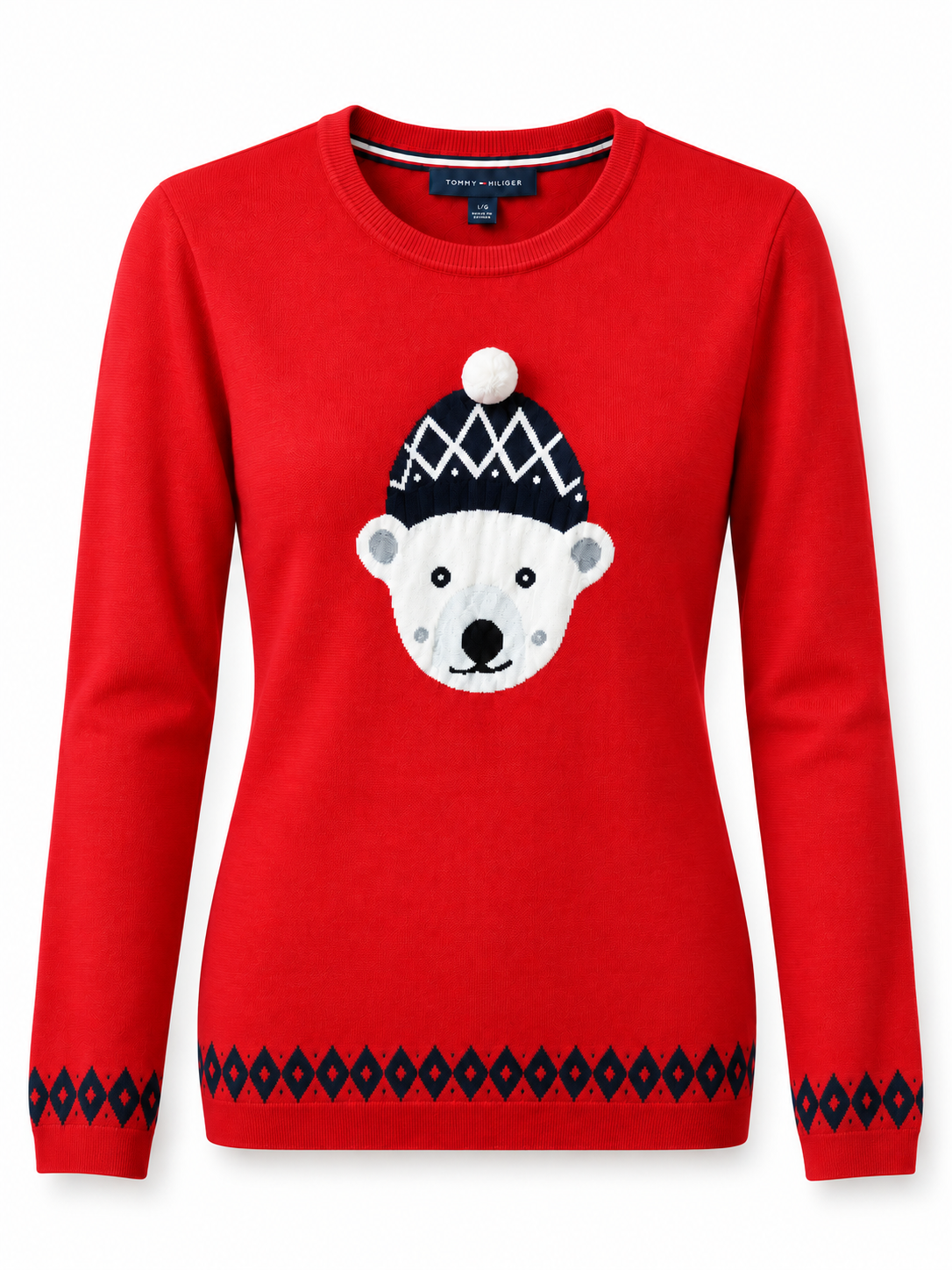 Suéter Tommy H rojo Navidad osito con gorro