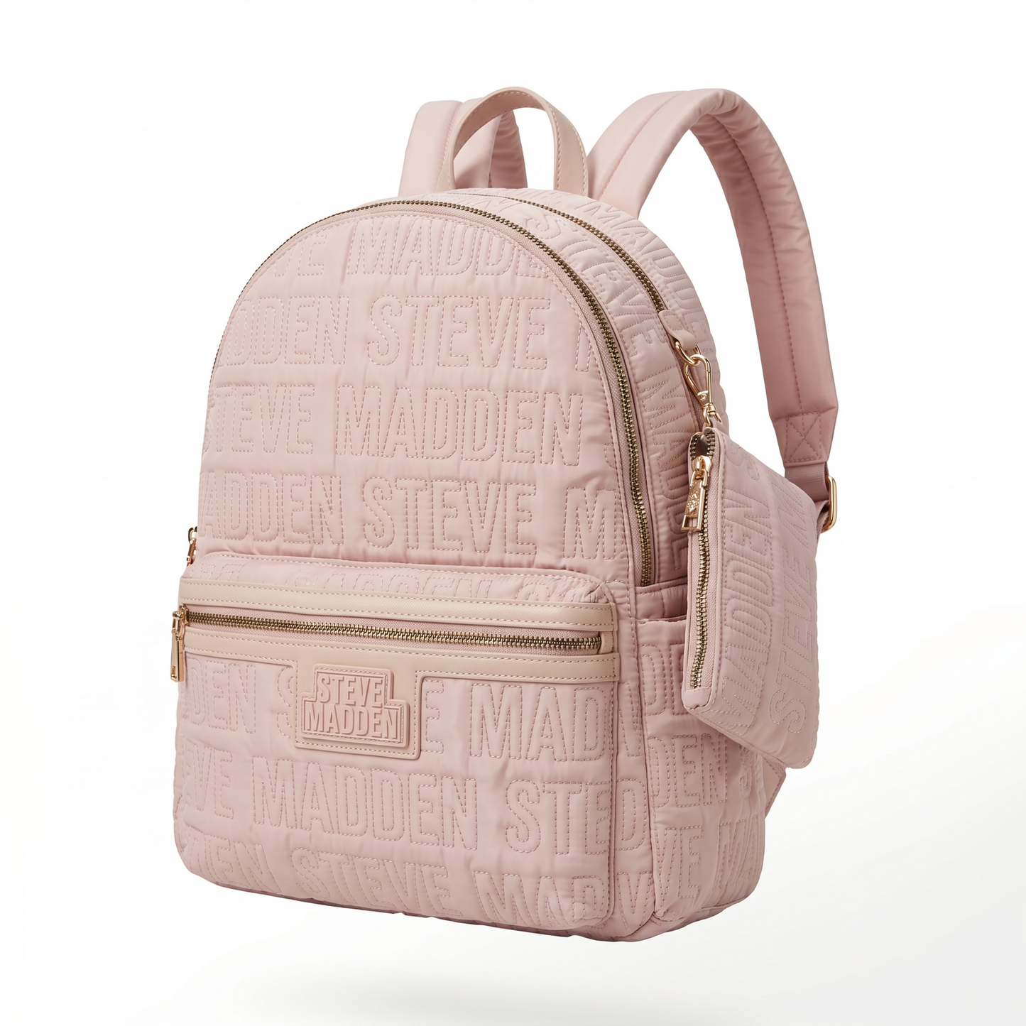 Backpack Steve Madden Rosa capitonada logos con muñequera