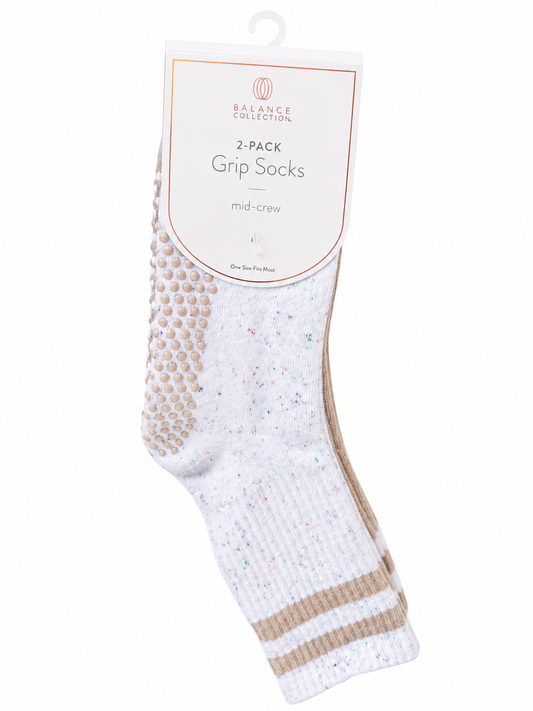 Calcetas con antiderrapate Balance C 2pz beige y gris pilates
