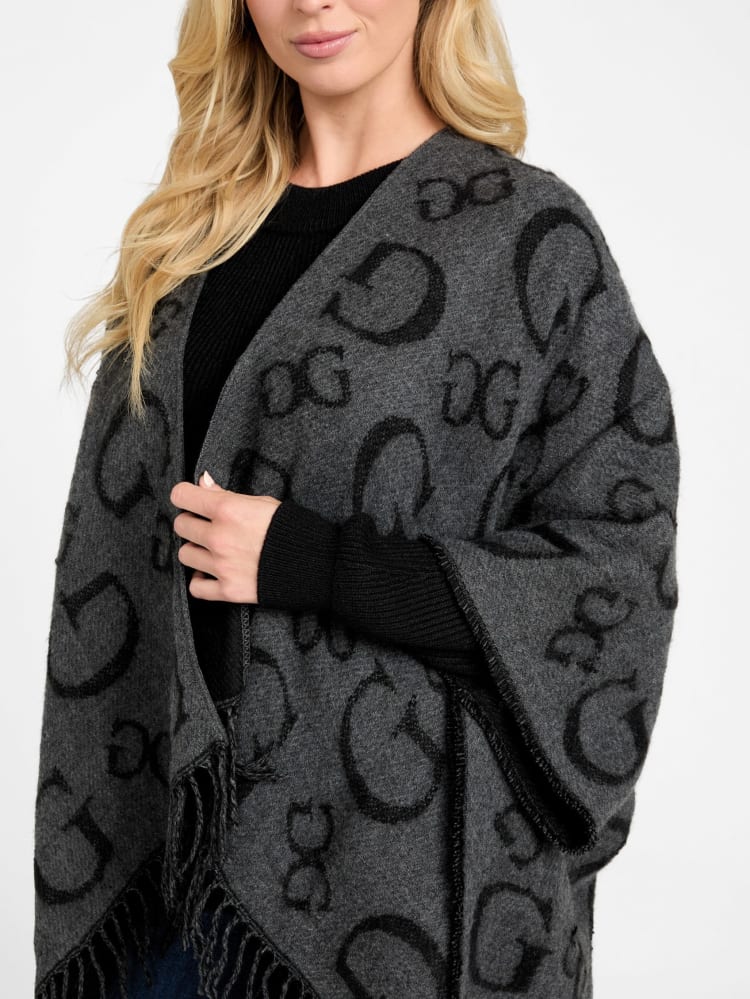 Poncho Guess gris con monogram negro