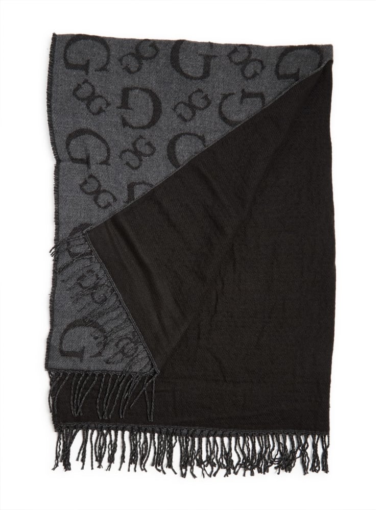 Poncho Guess gris con monogram negro