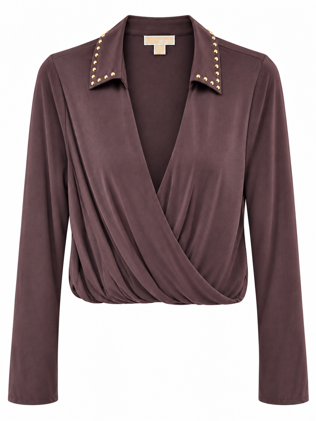 Blusa Michael K café estoperoles en cuello L