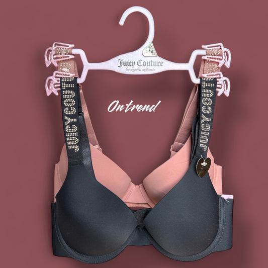 Brasier Juicy C negro y nude con piedritas doradas en tirantes