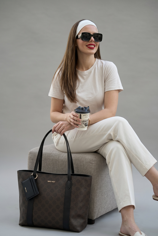 Tote nine West cárter Brown logo
