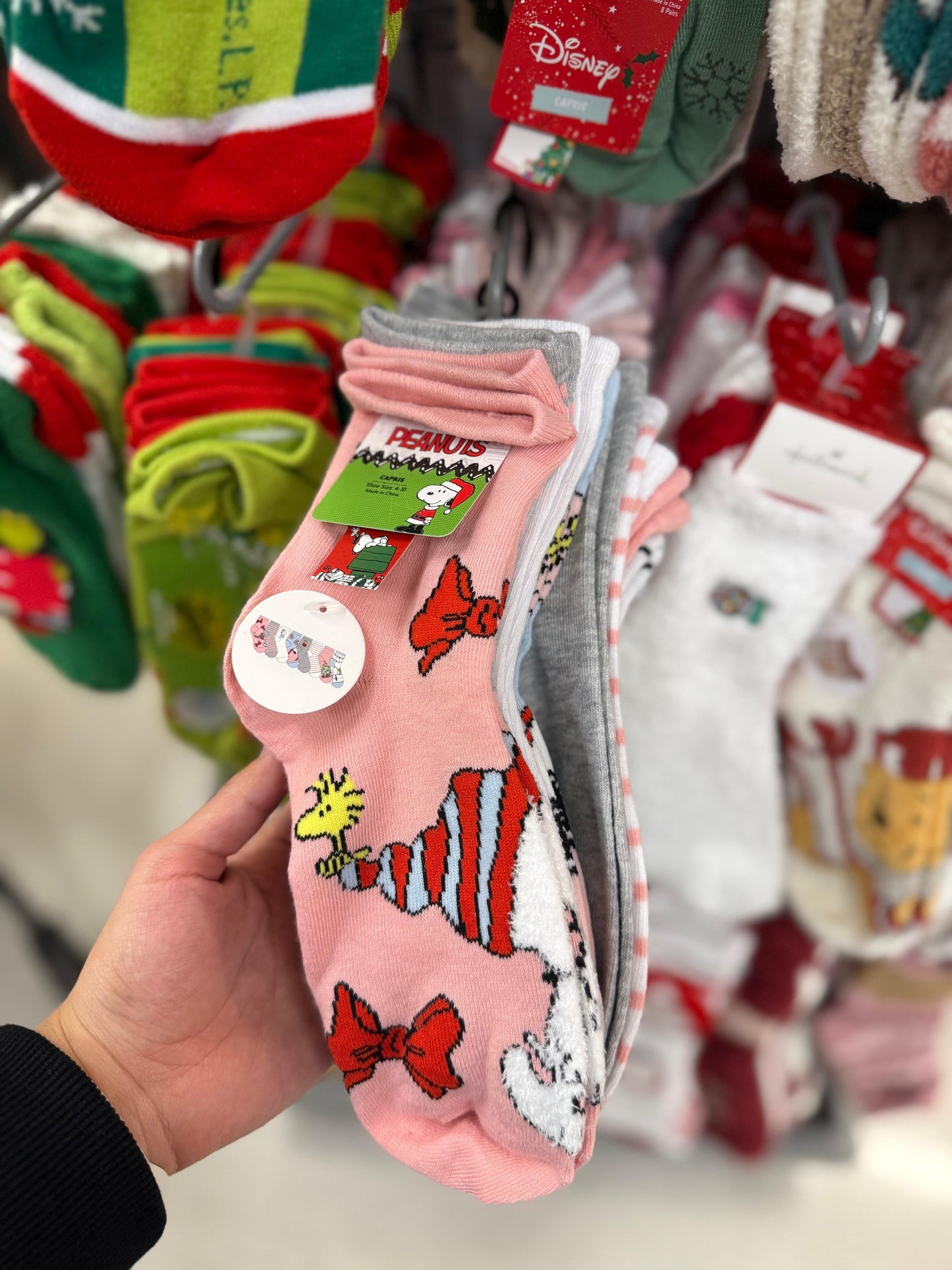 Calcetas Peanuts varios colores 8 pares - Snoopy y Charlie Brown navideños 🎄✨ Navidad.