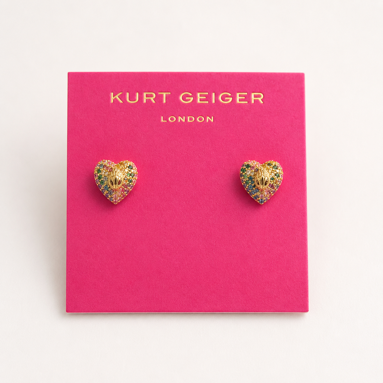 Aretes Kurt Geiger London corazón piedras