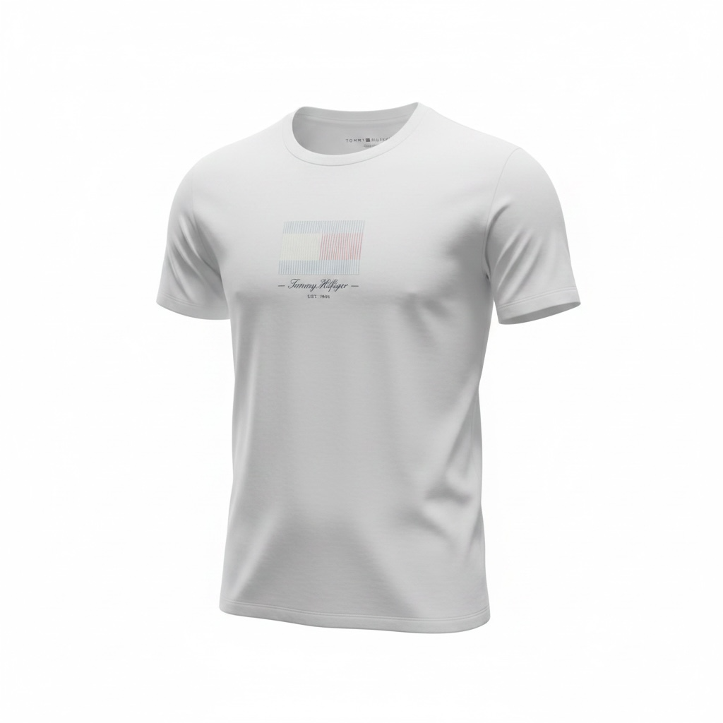 Playera Tommy H blanca con bandera