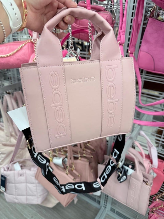 Tote Bebe Rosa con strap negro