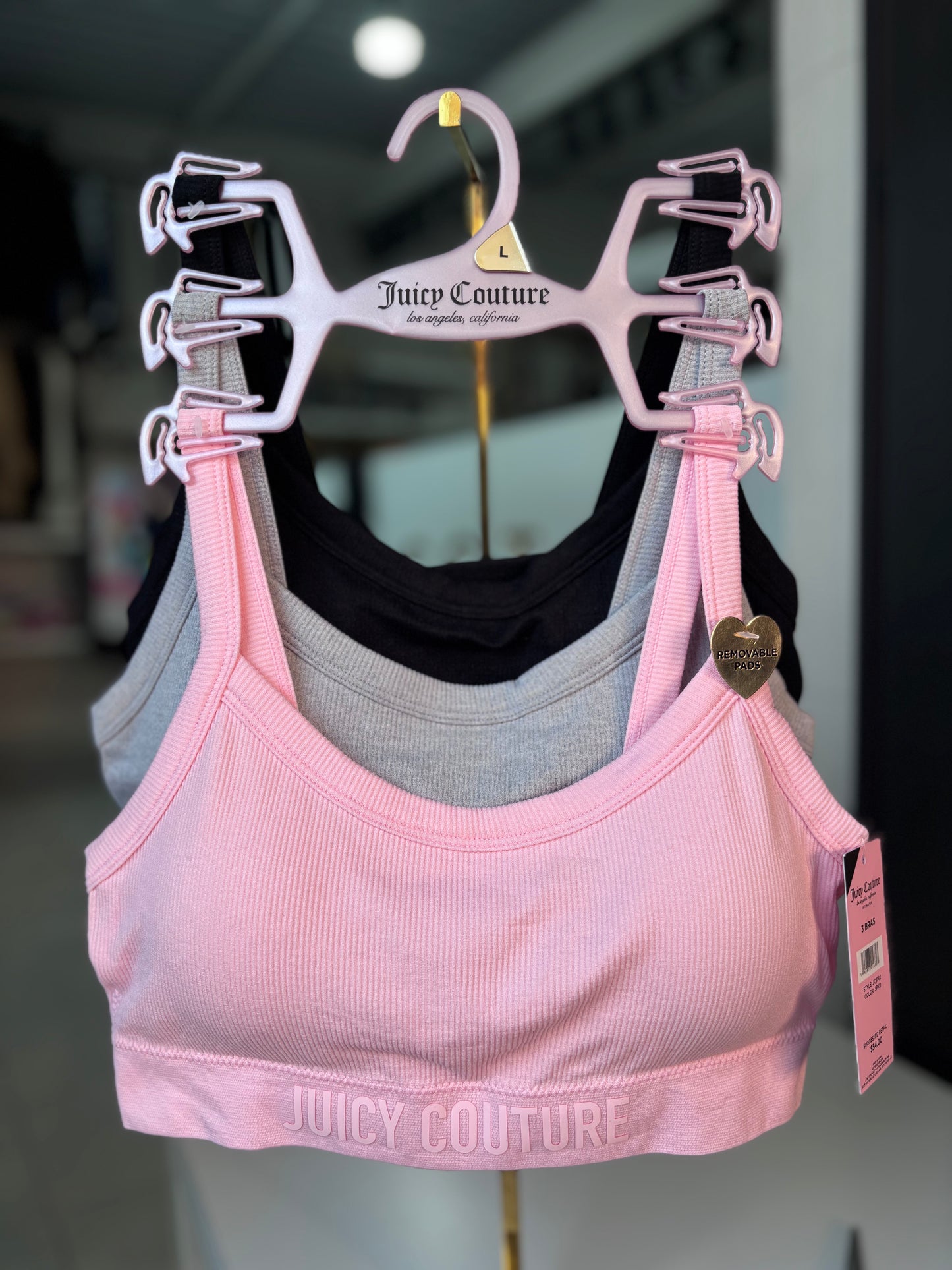 Top Juicy C 3pz rosa, gris y negro