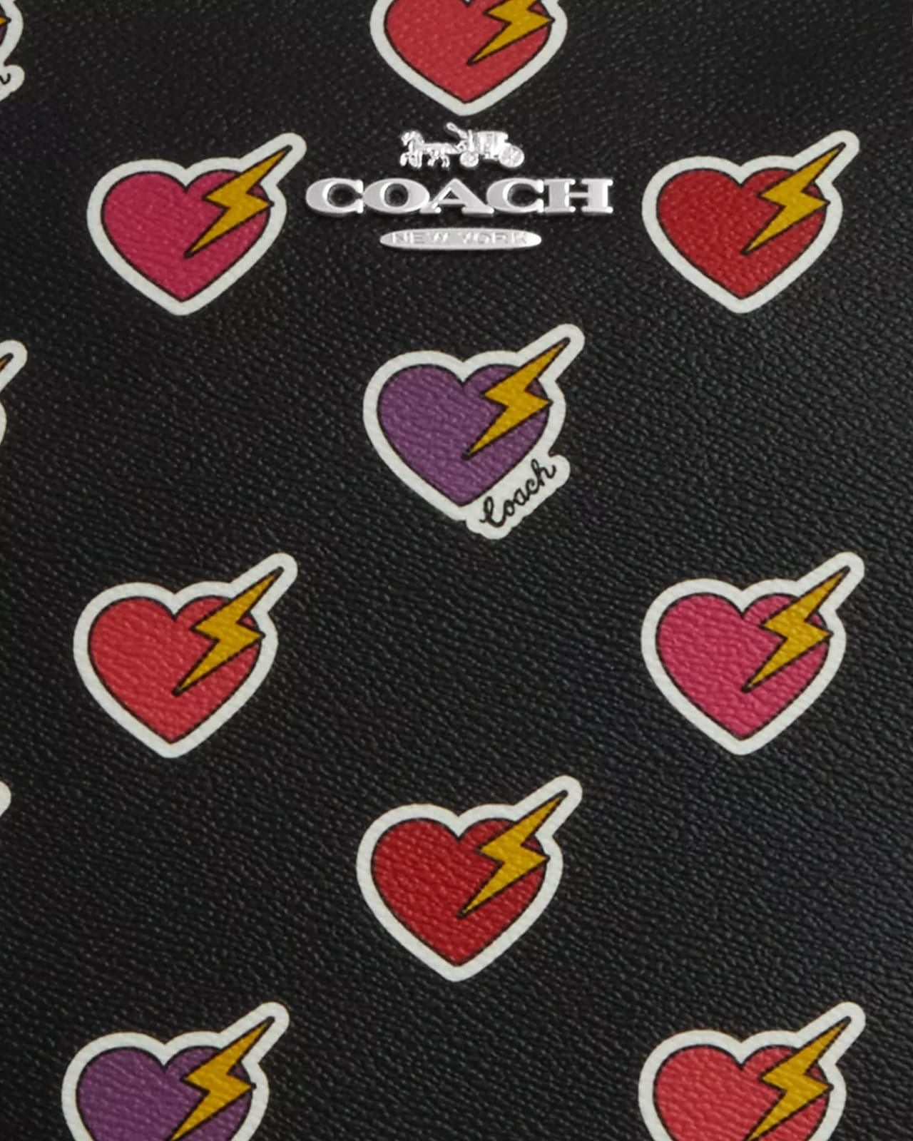 Coach Gallery Tote Bag Heart bolt Print negra