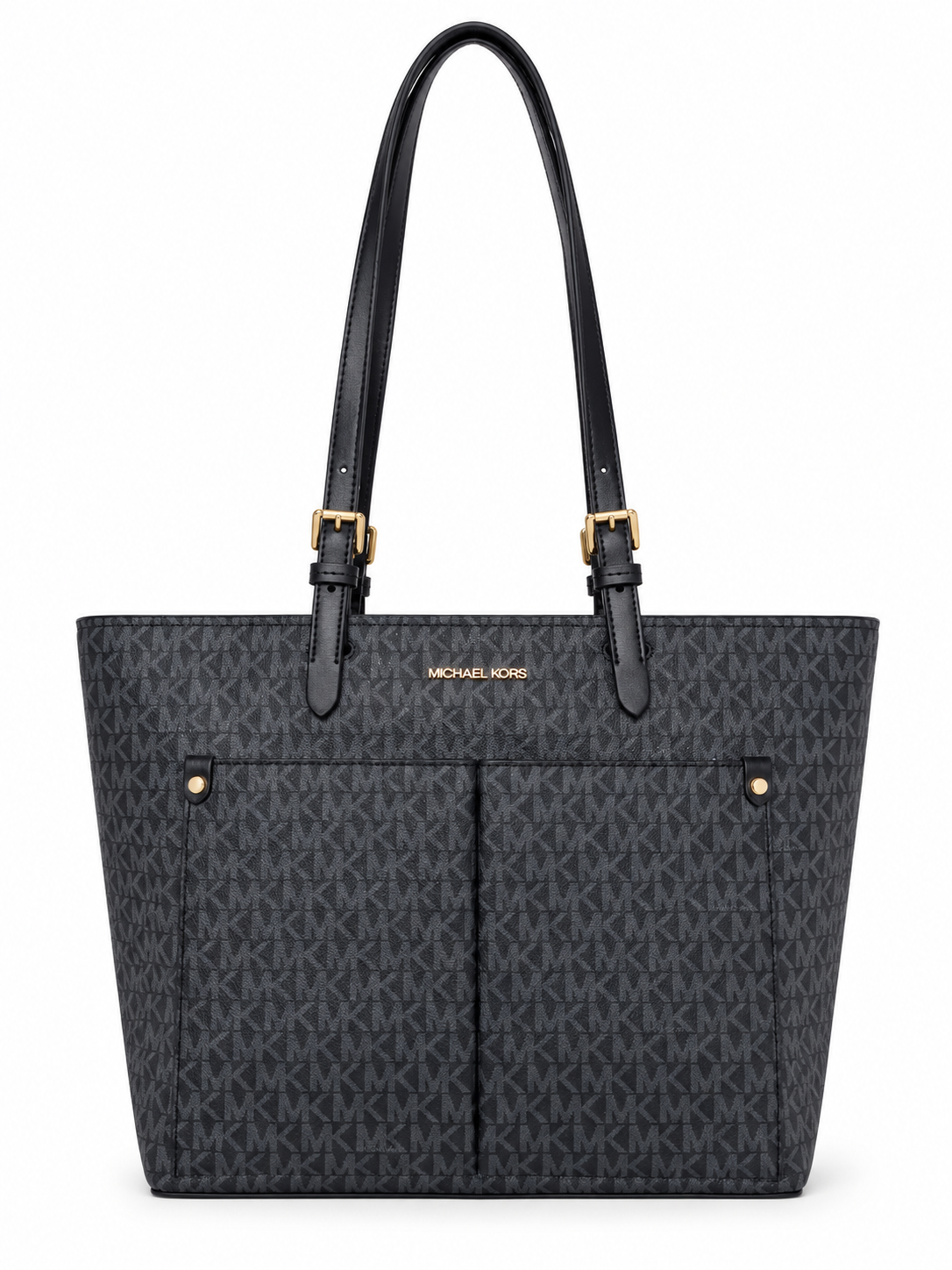 Tote Michael k negra monogram con dorado