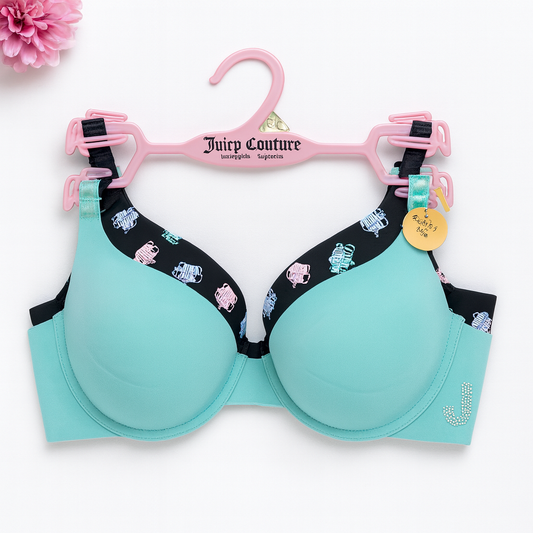 Brasier Dúo Juicy verde menta con piedras y negro con estampado