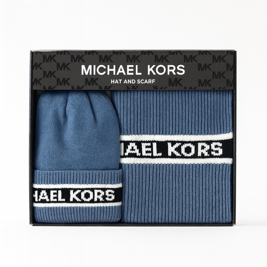 Set Michael K azul/negro gorro y bufanda para caballero