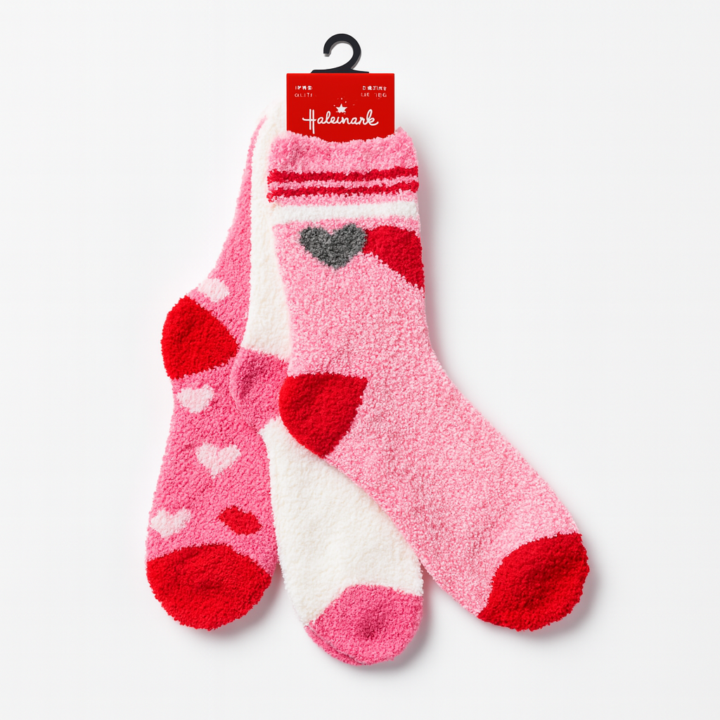 Calcetas Hallmark rosa, rojo y blanco 3 pz de San Valentín