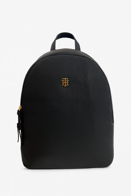 Backpack Tommy H negra placa TH dorada