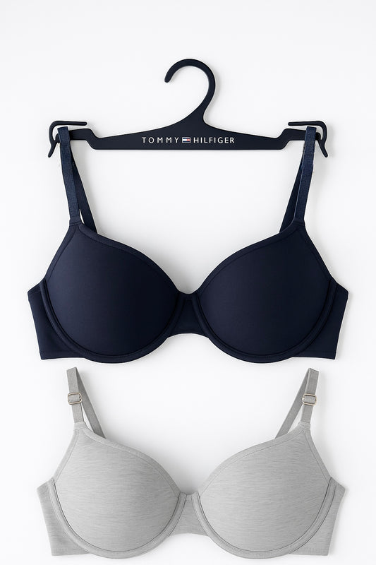 Brasier Tommy H azul marino y gris 2 pz