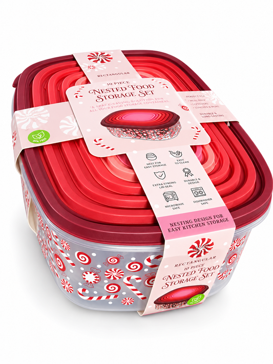 Set de contenedores navideños tapa roja