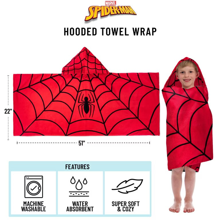 Toalla de spider man para niño hooded