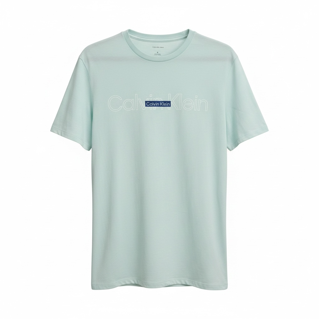 Playera Calvin k azul claro letras blancas