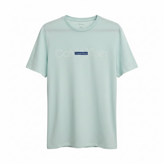 Playera Calvin k azul claro letras blancas