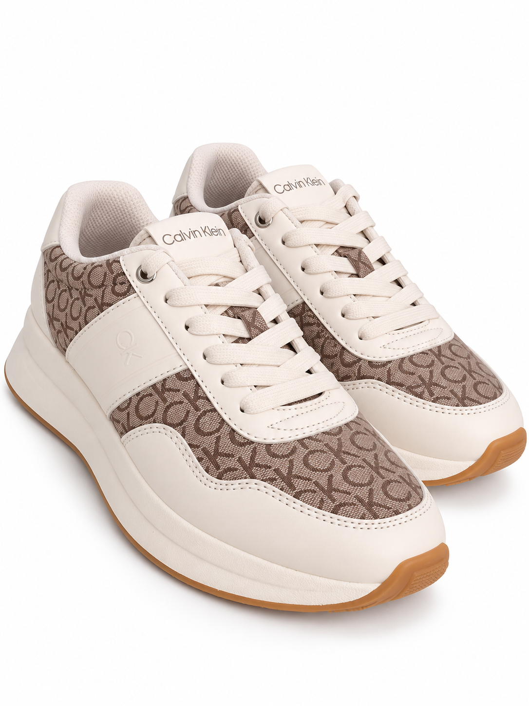 Tenis Calvin k monogram crema y café 24