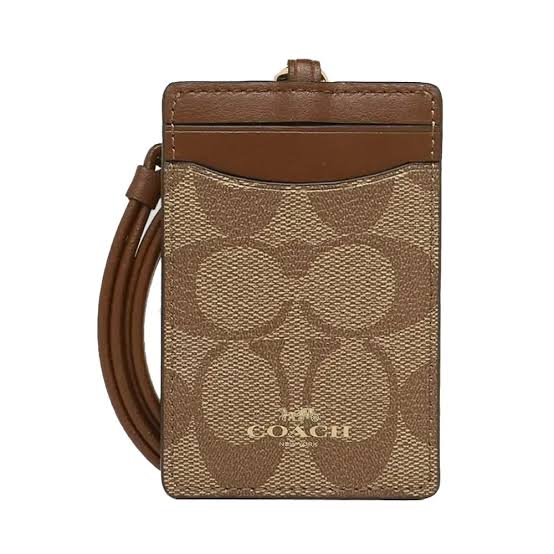 Porta credencial Coach camel