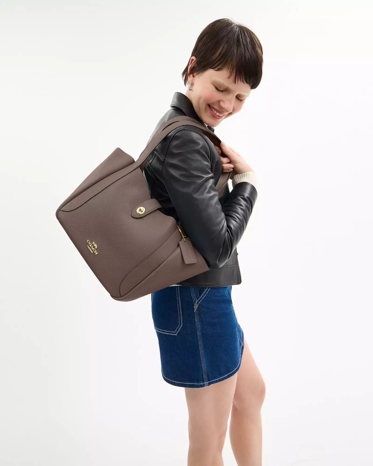 Coach gris Hadley Turnlock Tote Bag