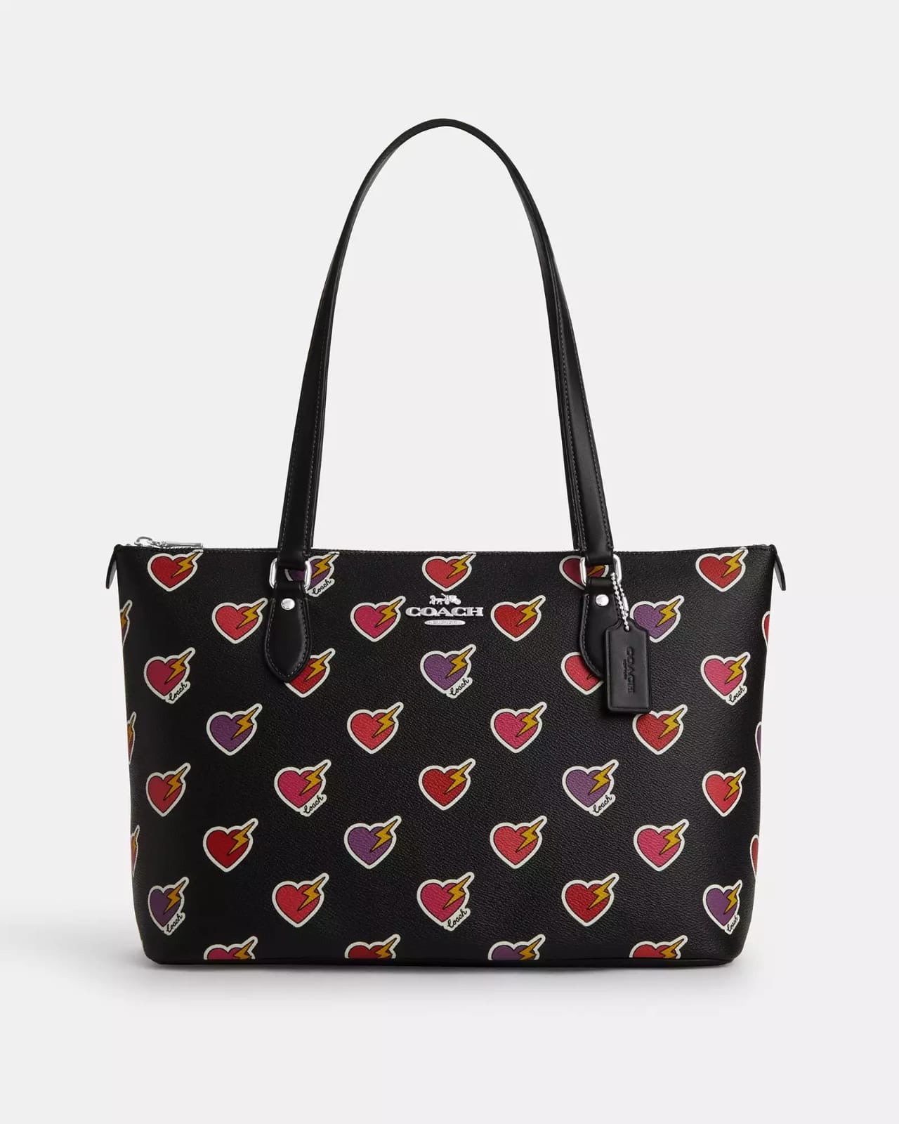 Coach Gallery Tote Bag Heart bolt Print negra