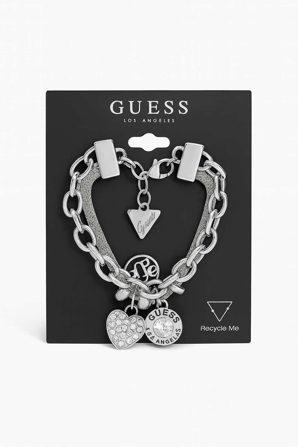 Pulsera Guess cadena plata con 3 dijes