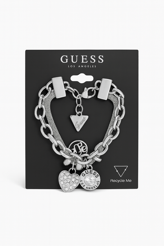 Pulsera Guess cadena plata con 3 dijes