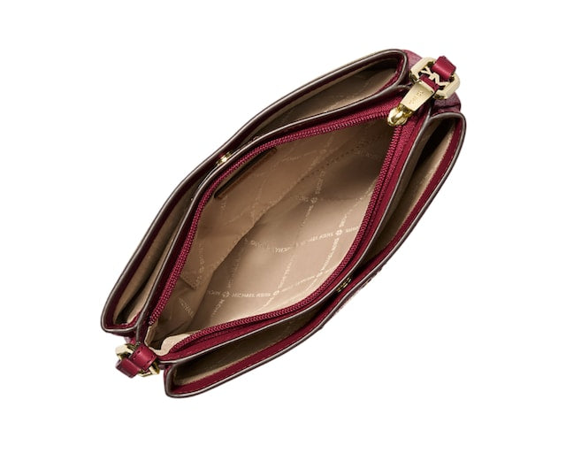 Crossbody Michael K cereza con 3 compartimentos