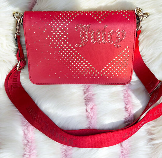 Crossbody Juicy C roja con brillos dorados