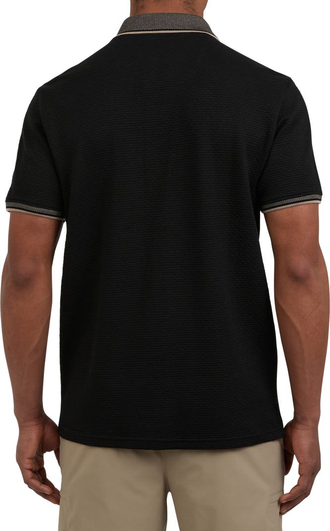 Playera DKNY negra polo con cierre de caballero