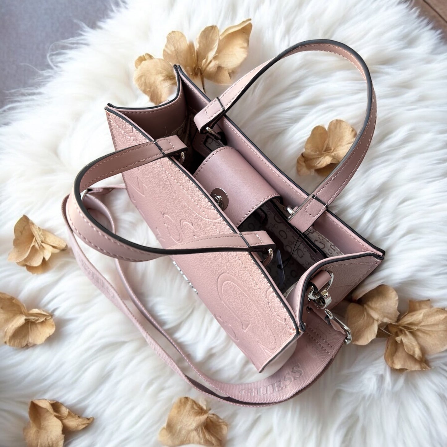 Tote Guess palo de rosa con strap