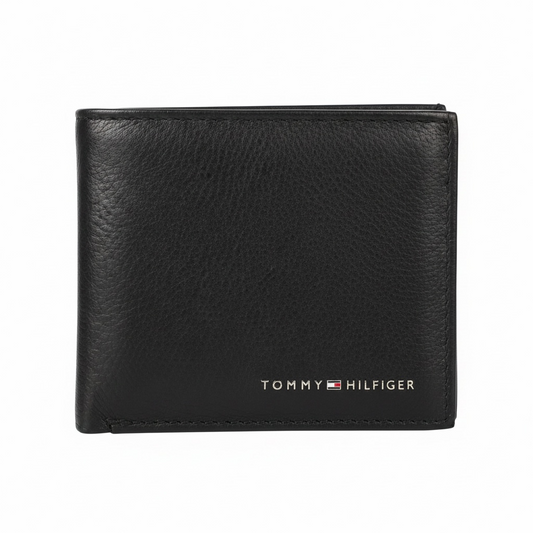Cartera Tommy H negra con placa para caballero