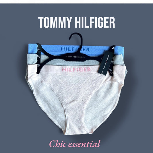 Panties Tommy H rosa, gris y azul 3 pzs