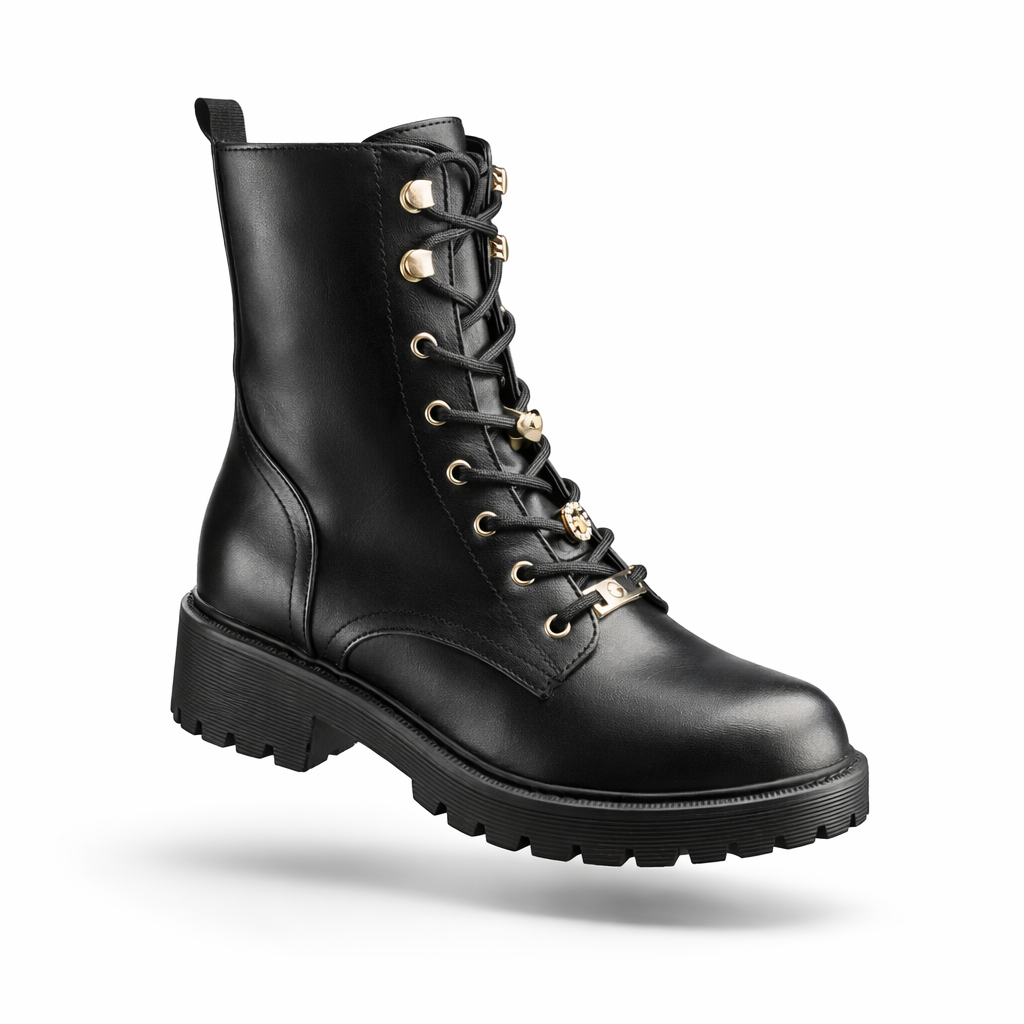 Botas GBG negra con pines de G y corazones