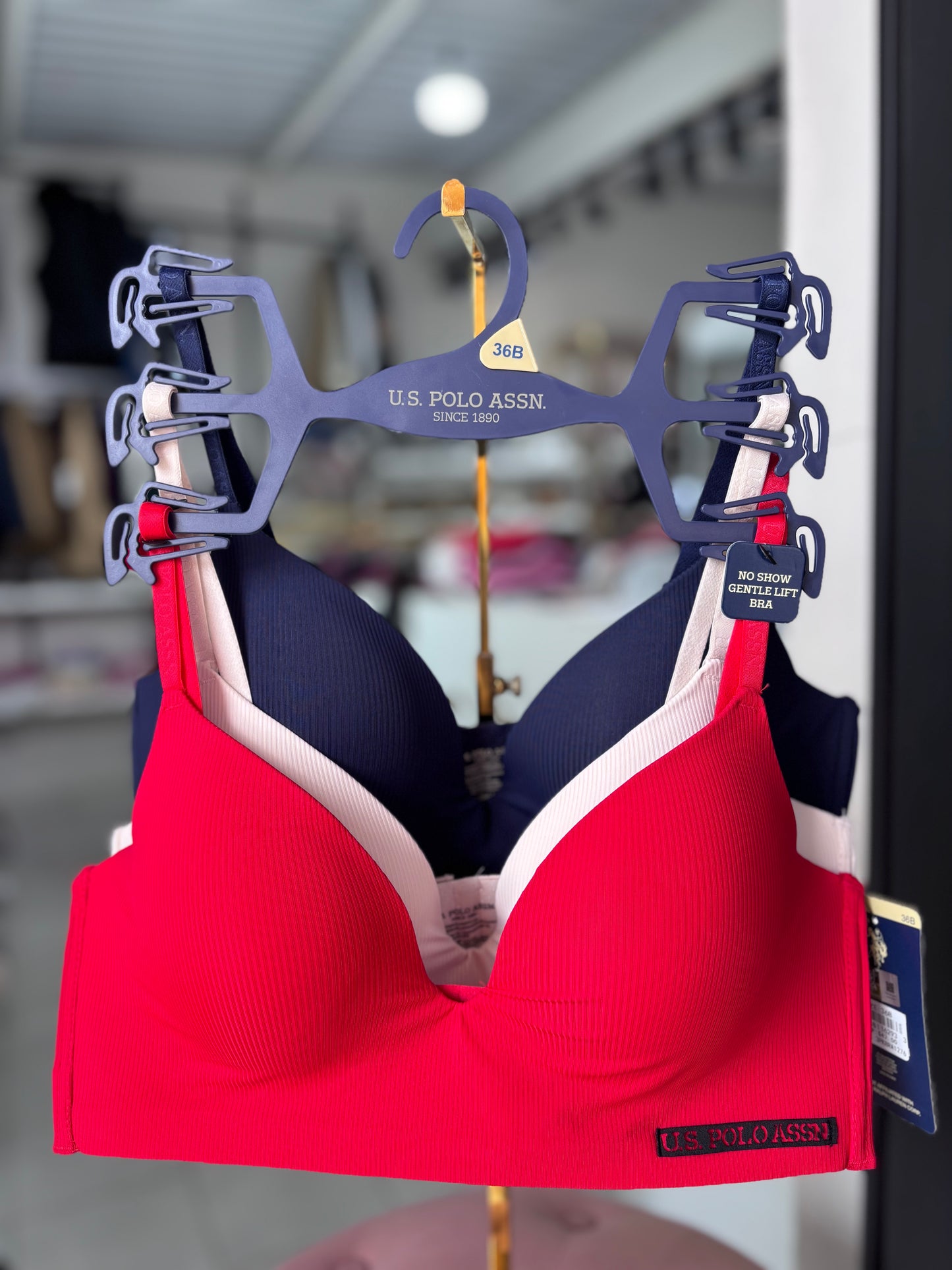 Brasier Polo Ralph L 3 pz rojo, nude y azul marino
