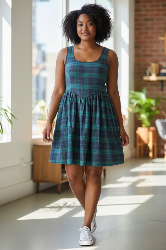 Vestido Avec Les Filles verde de cuadros