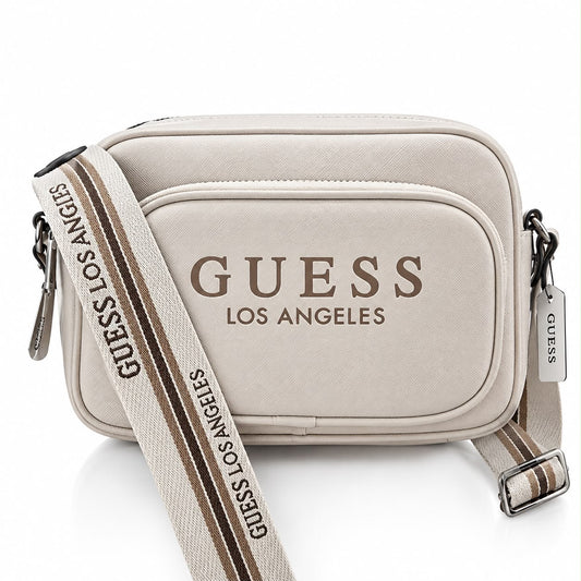 Crossbody Guess beige con letras nude