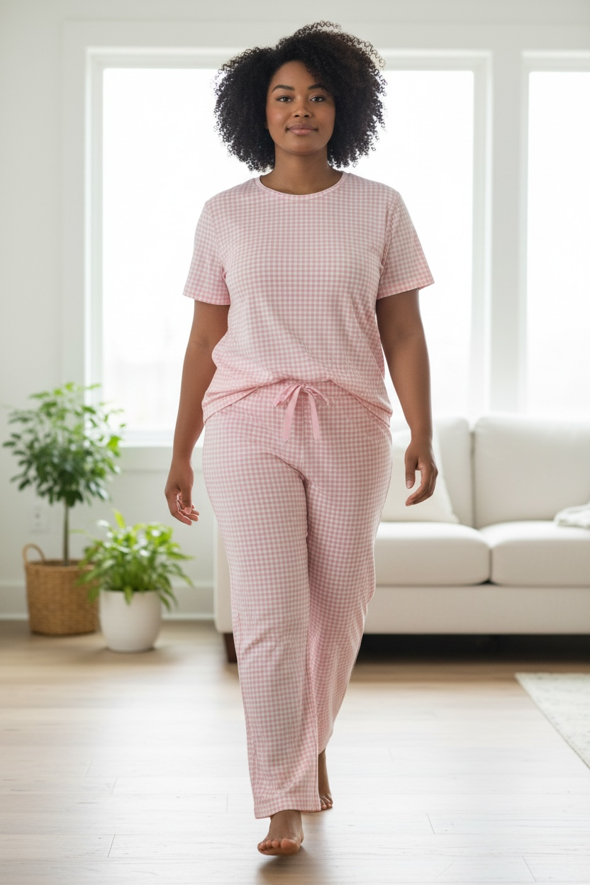 Pijama Calvin K de cuerdos rosa con blanco