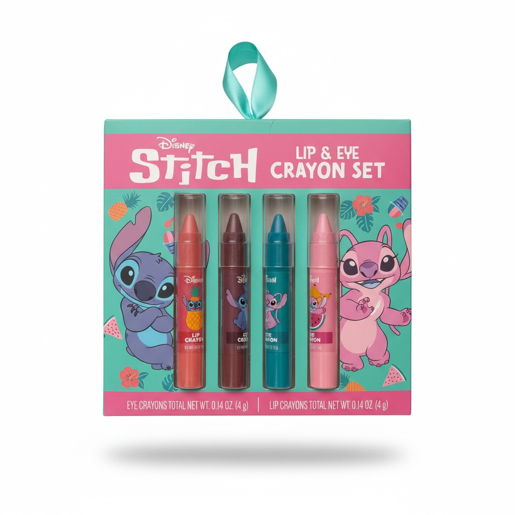 Set de lápiz para labios y ojos de Stitch 4 pz