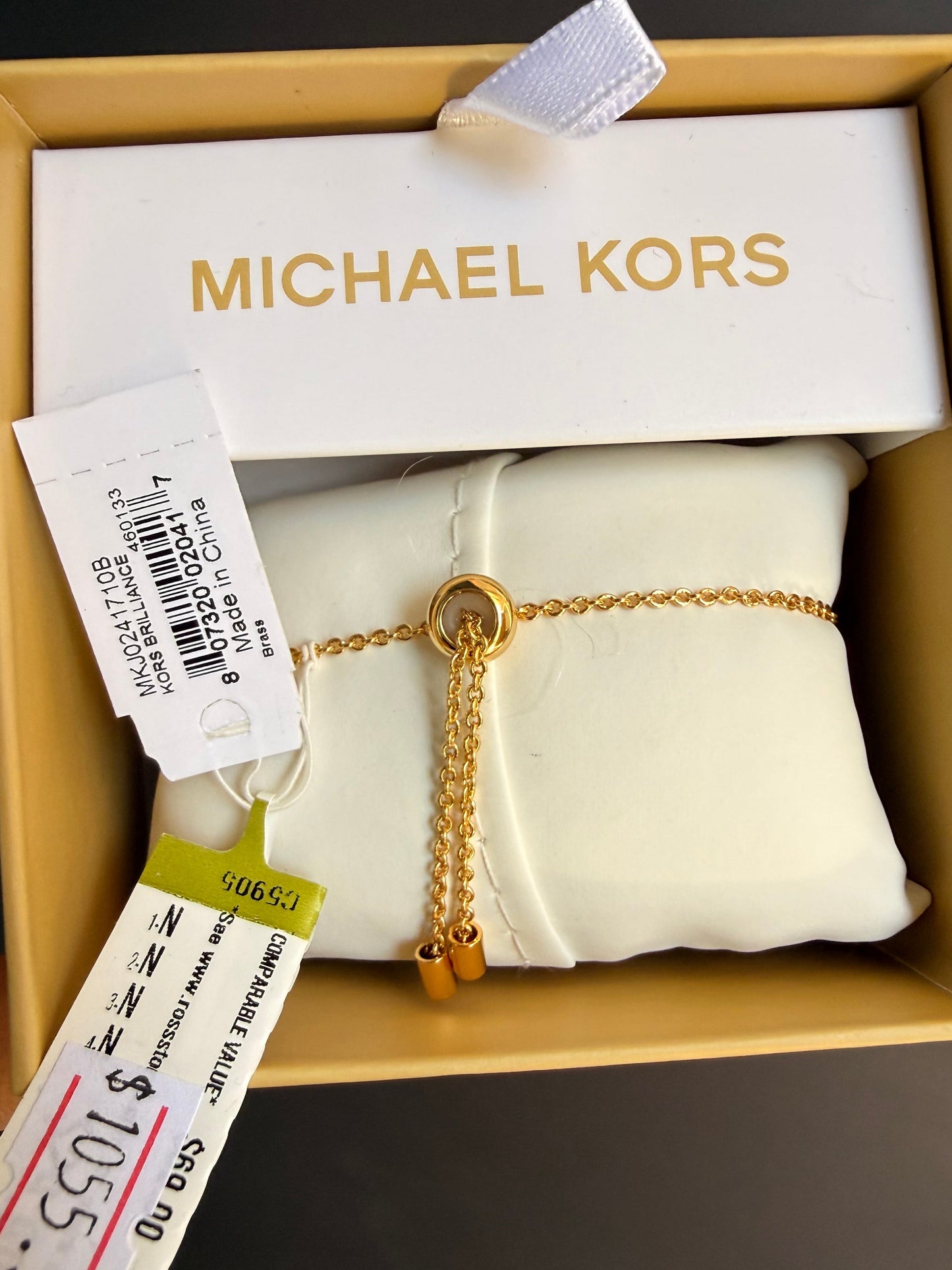 Pulsera Michael k dorada dije enmedio Mk, cadena doble