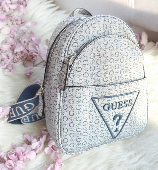 Backpack Guess azul con estampado de goma