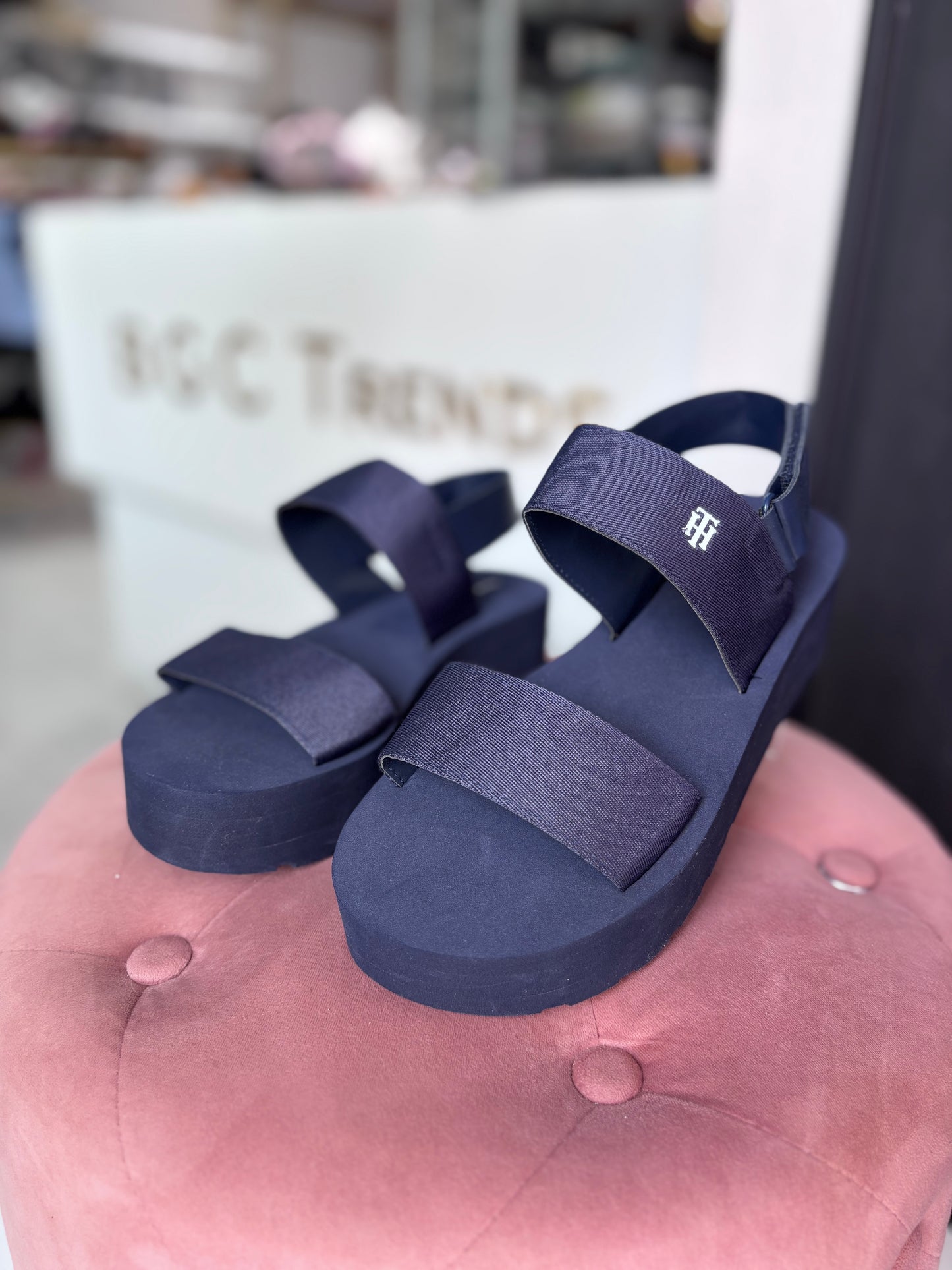 Sandalias Tommy H azul de plataforma