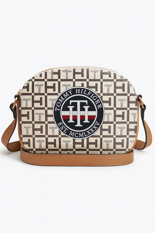 Crossbody Tommy H verde con camel y logo grande
