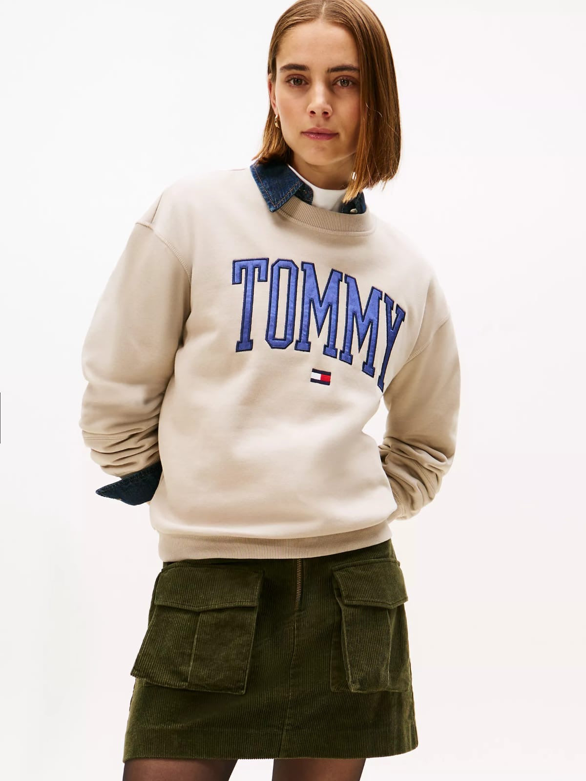 Sudadera Tommy H arena letras azul