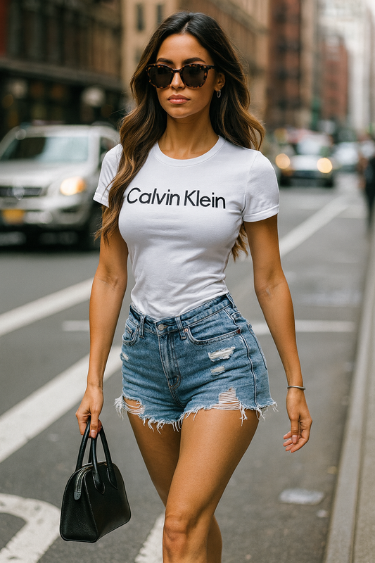Playera Calvin k blanca con letras negras